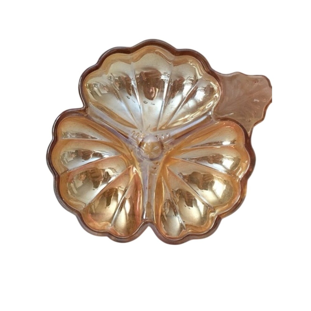 Jeannette Glass Marigold Carnival Glass 3-Section Relish Dish Vintage